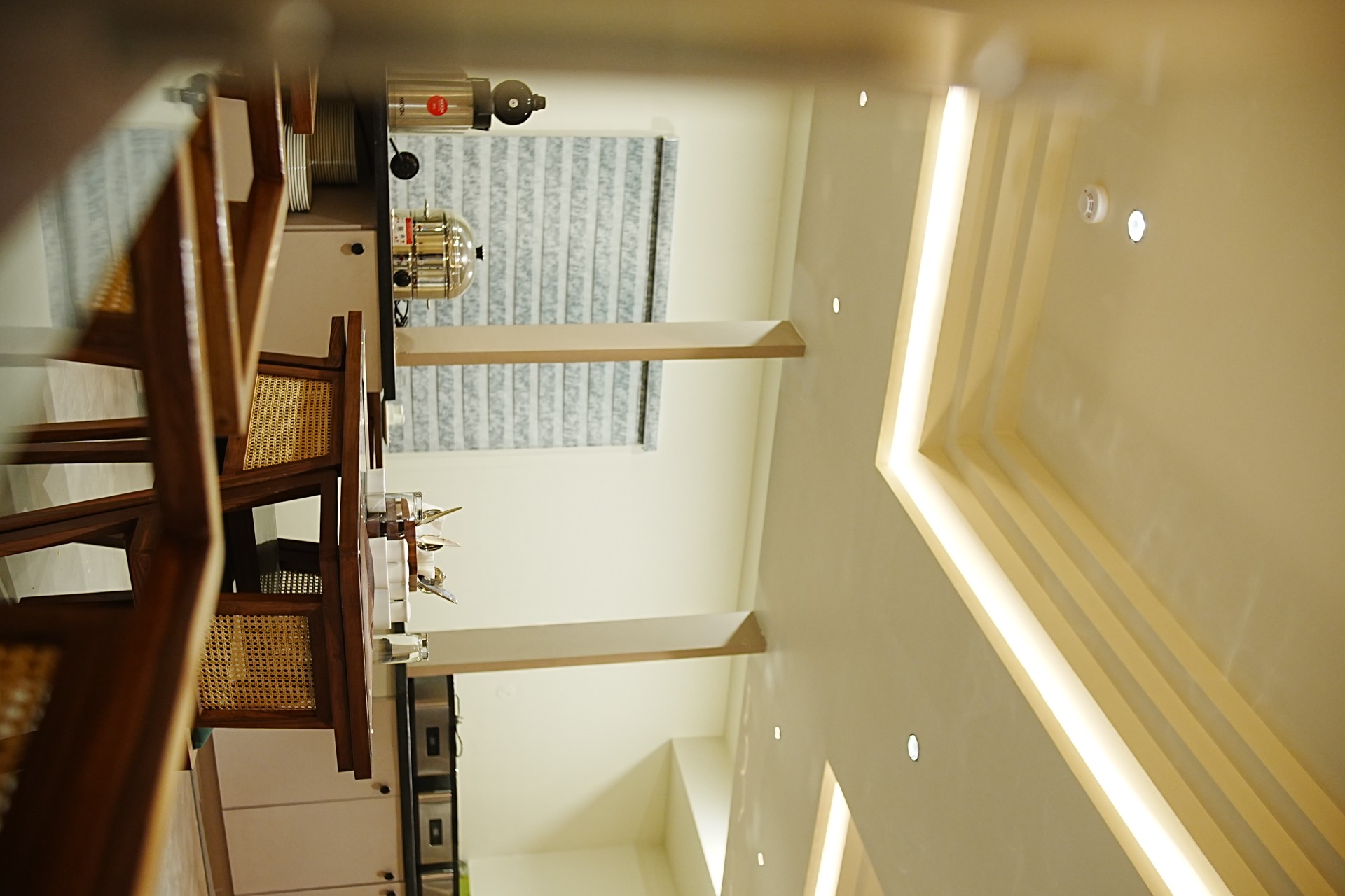 Elegant hotel room interior with wooden finishes